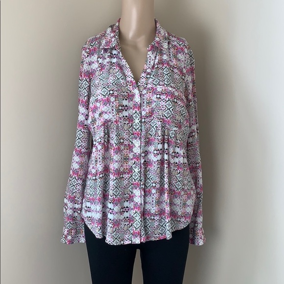 Anthropologie Maeve Aztec Button Down Top Small - Picture 7 of 8